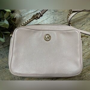 Michael Kors Beige Cream Leather Crossbody Bag Purse women’s